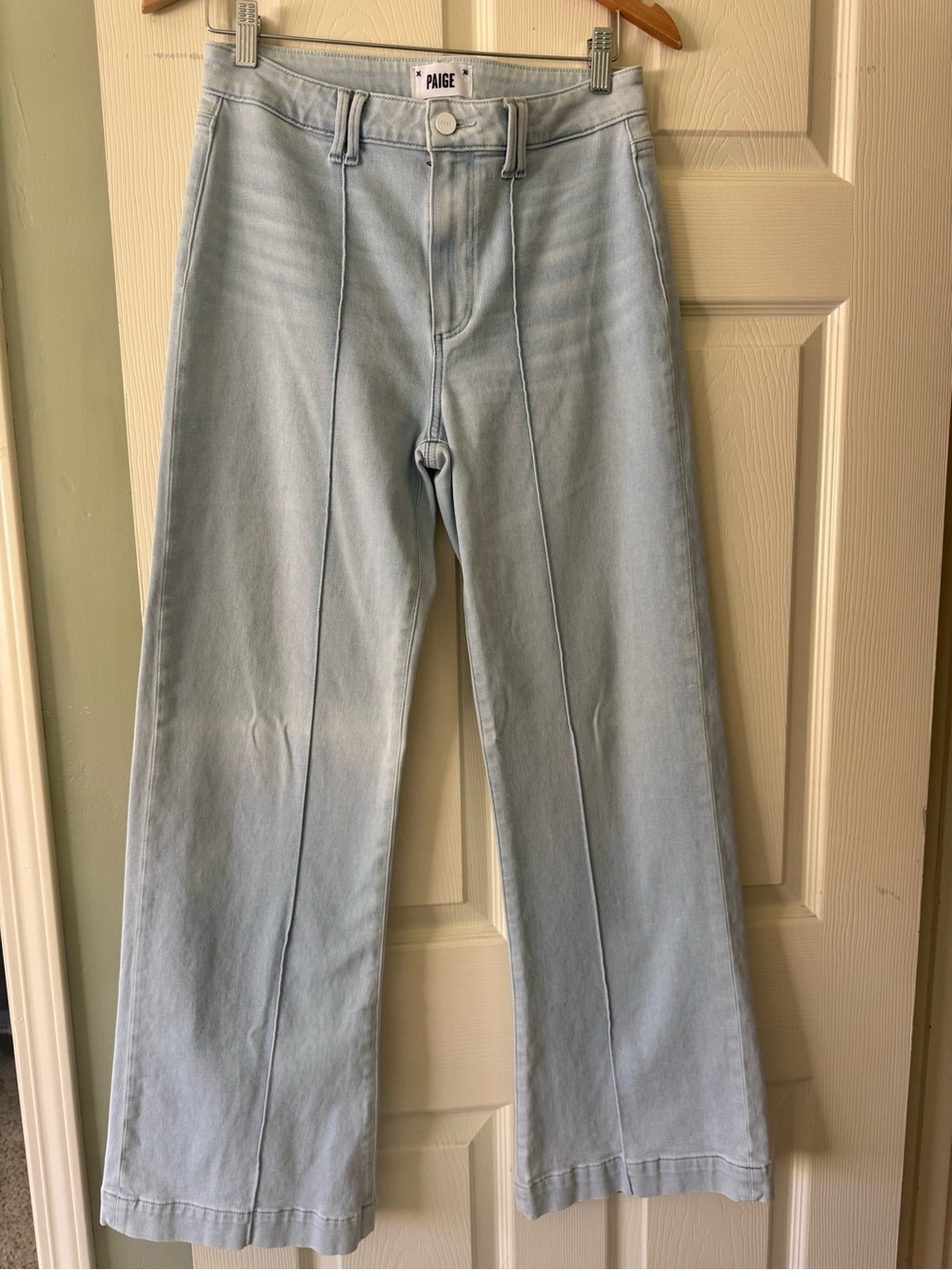 PAIGE Light Blue High-Rise Wide Leg Jeans - Picture 2 of 10